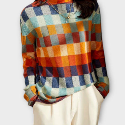 Erika - Colorful Patchwork Turtleneck