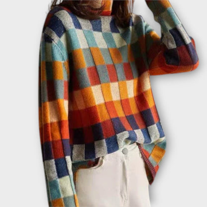 Erika - Colorful Patchwork Turtleneck