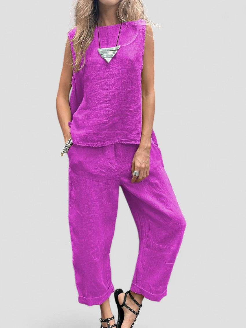 Ailith - Comfortable Sleeveless Top And Trousers