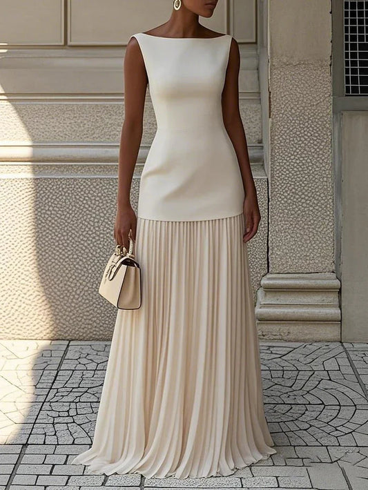 Sunthari - Sleeveless Pleated Long Dress