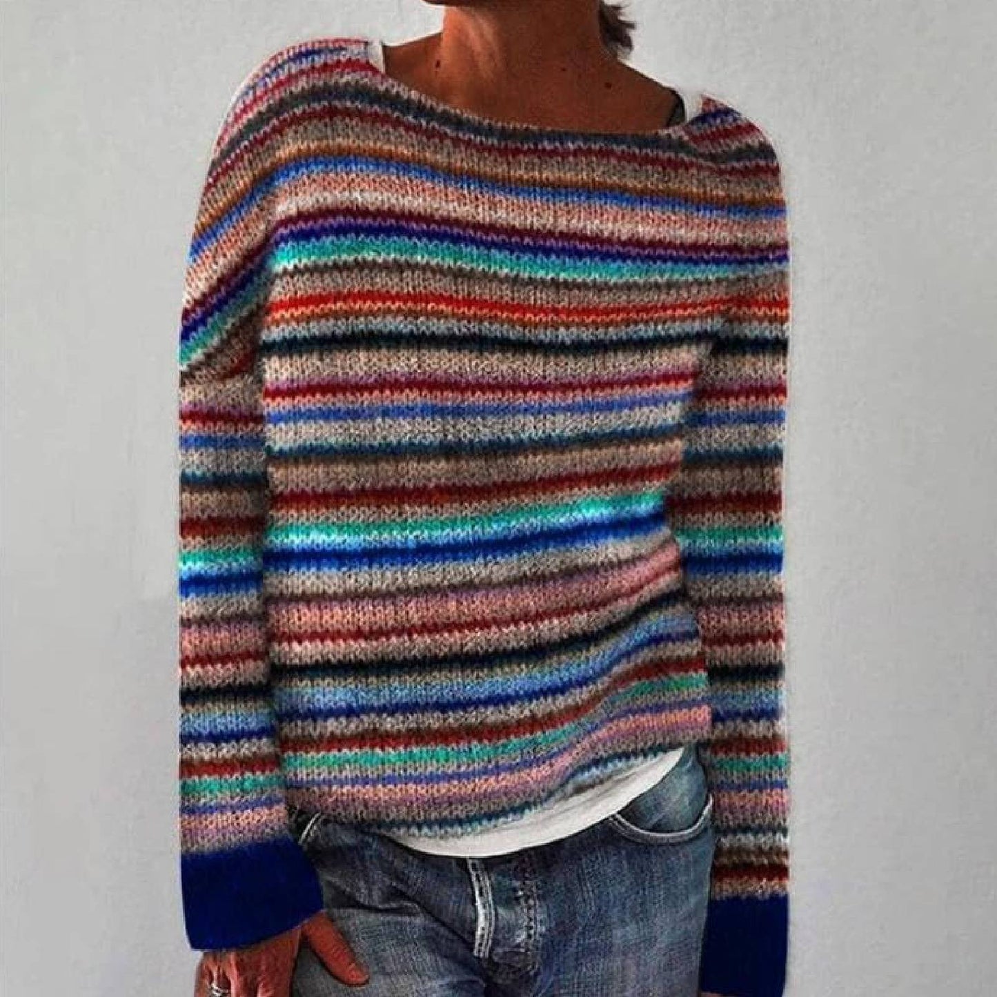 CARINA – RAINBOW STRIPE JUMPER