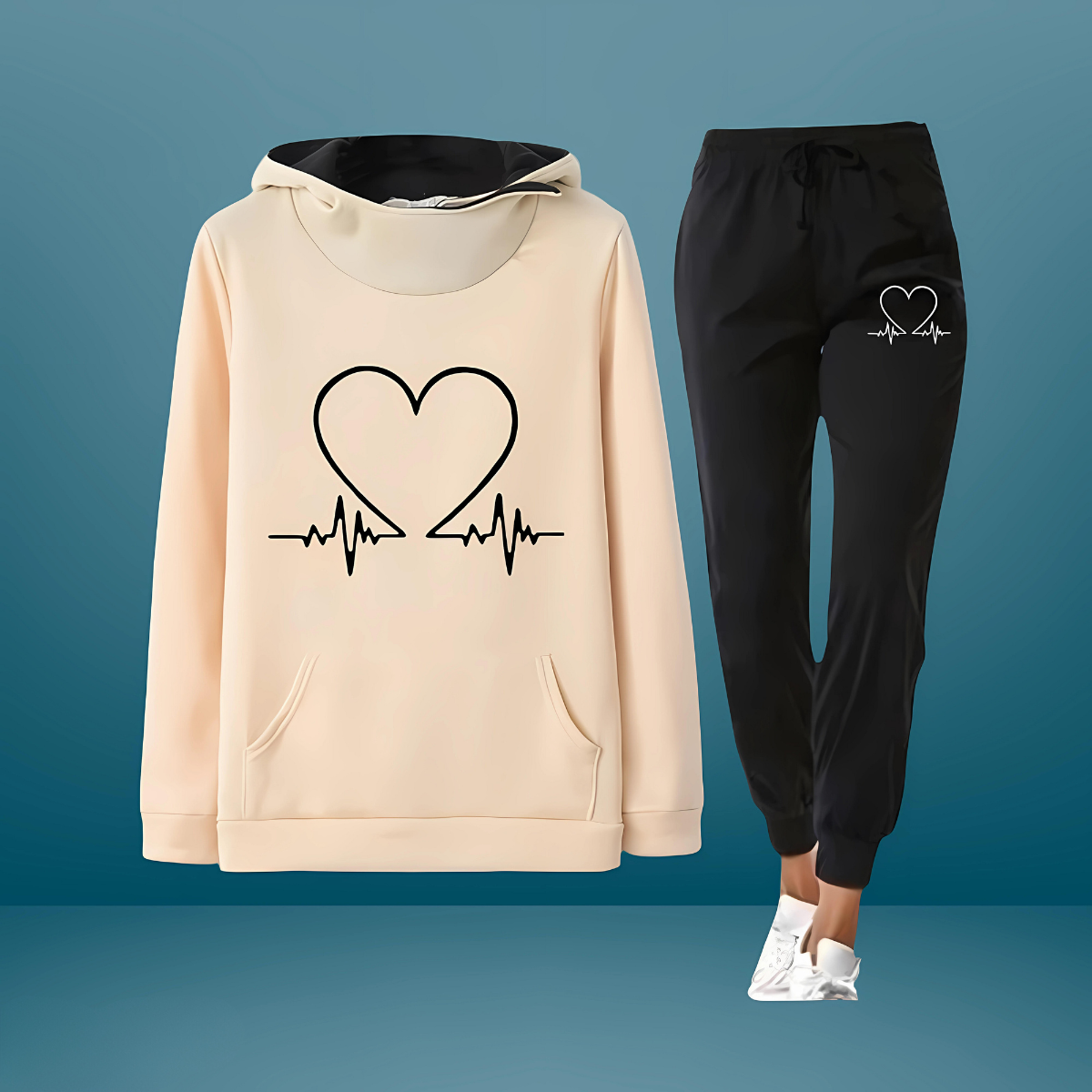 Nimue - Heart Printed Tracksuit 2 Piece Set