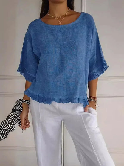 Patsy - Round Neck Linnen Blouse