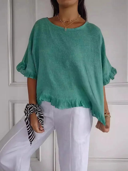 Patsy - Round Neck Linnen Blouse