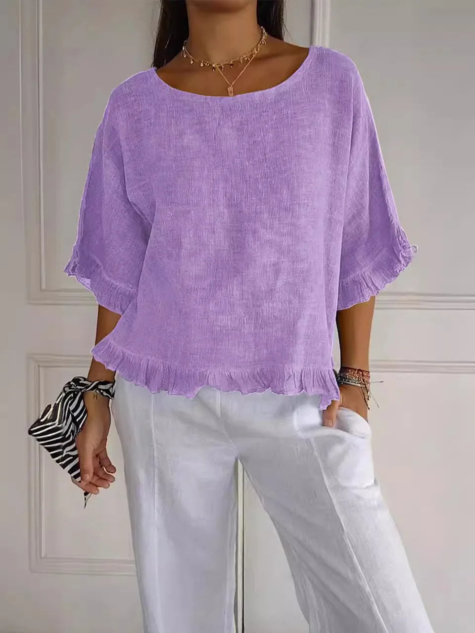 Patsy - Round Neck Linnen Blouse