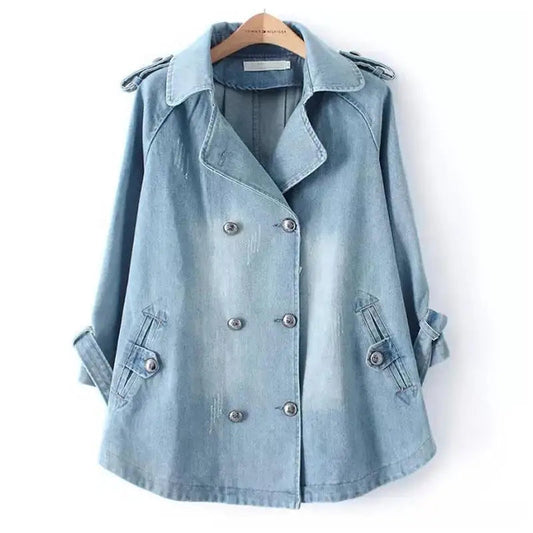 Sezina - Stylish Denim Cape Coat