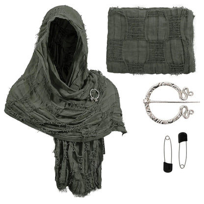 RuneWrap - Medieval Hooded Shawl Scarf Cowl