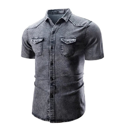 Sean - Short Sleeve Denim Shirt With Pockets
