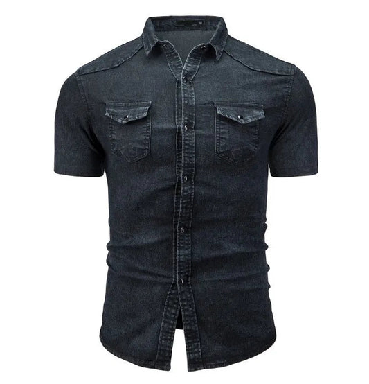 Sean - Short Sleeve Denim Shirt With Pockets