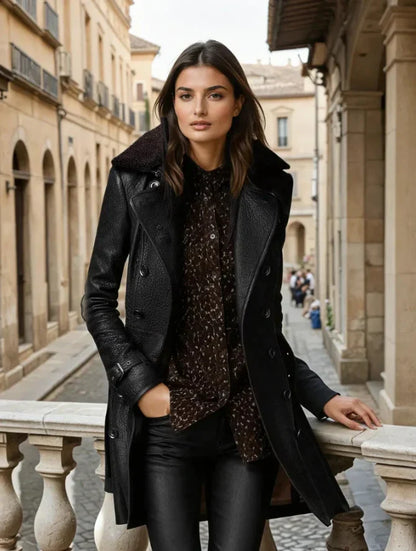 Celeste - Luxury Leather Trench Coat