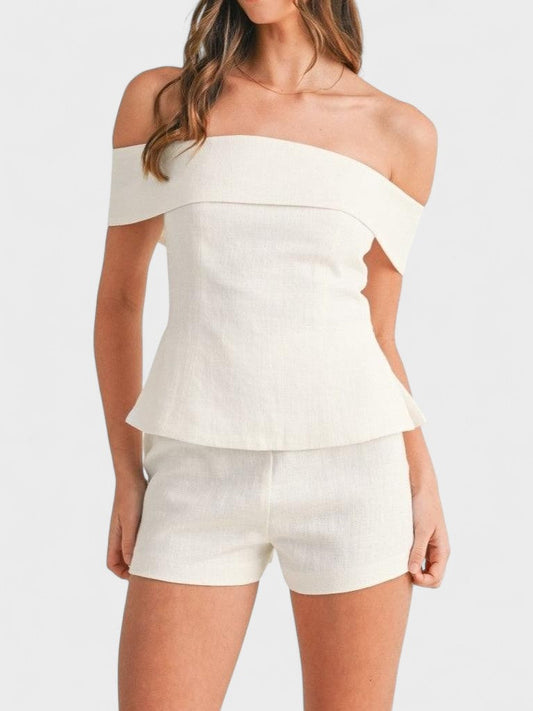 Shalita - Off Shoulder Linen Two Piece Set