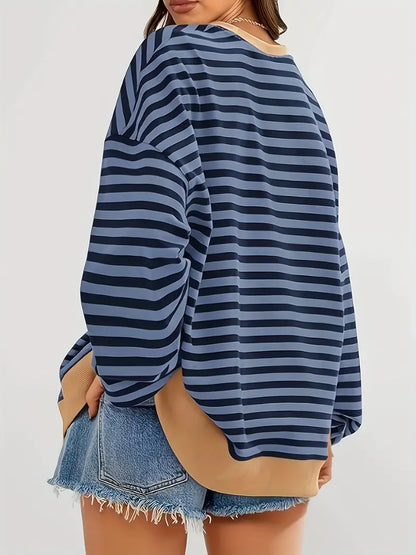 Nirina - Long Sleeve Striped Print Shirt