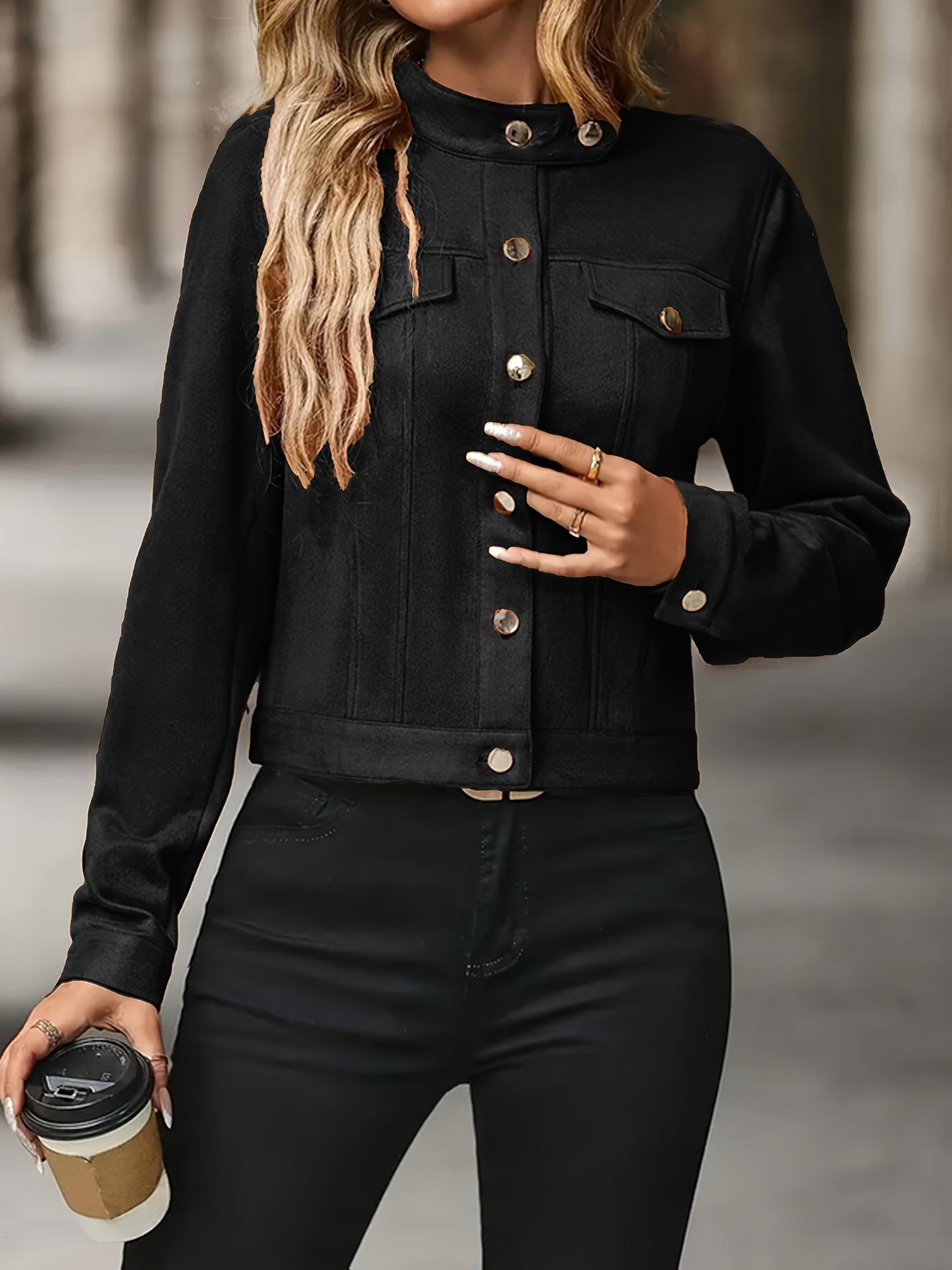 Slavica - Vintage Long Sleeve Jacket With Front Buttons