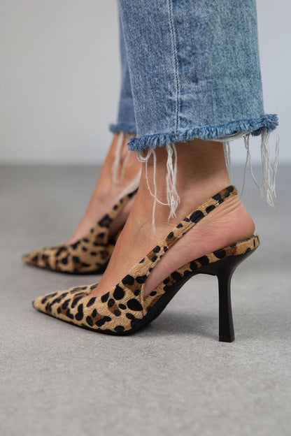 Liorina | Khaki Leopard Print Pointed Toe Heels