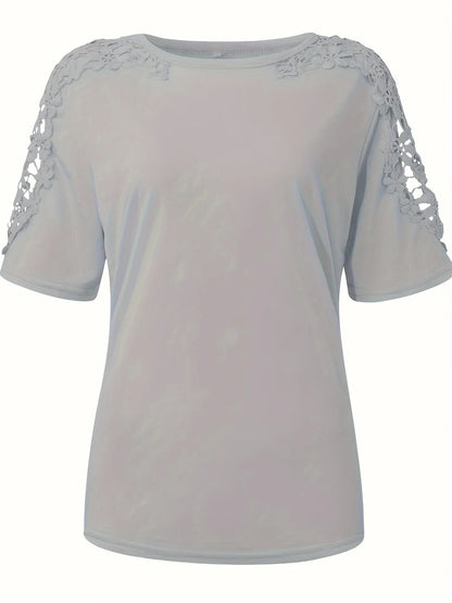 Ancuta - Elegant Summer Short Sleeve T Shirt With Lace