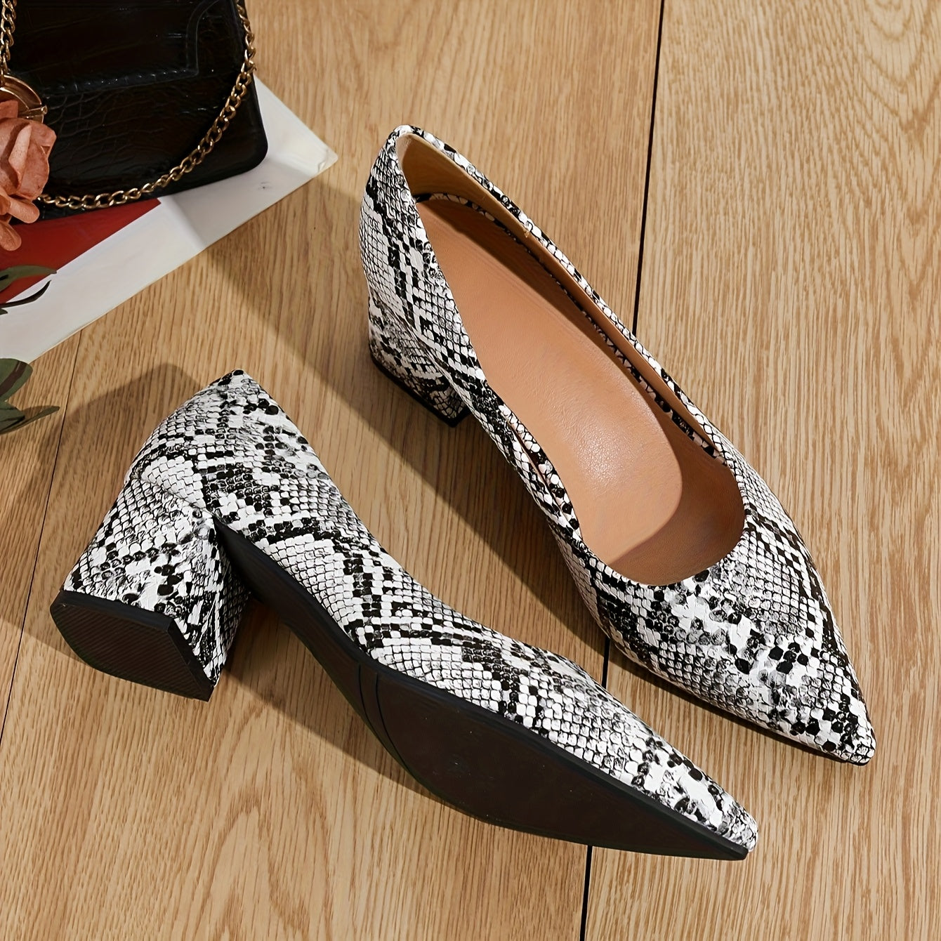 Jayne | Snake Print Pointed-Toe Heels