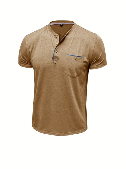 Saxon - Elegant Round Neck T Shirt With Pocket