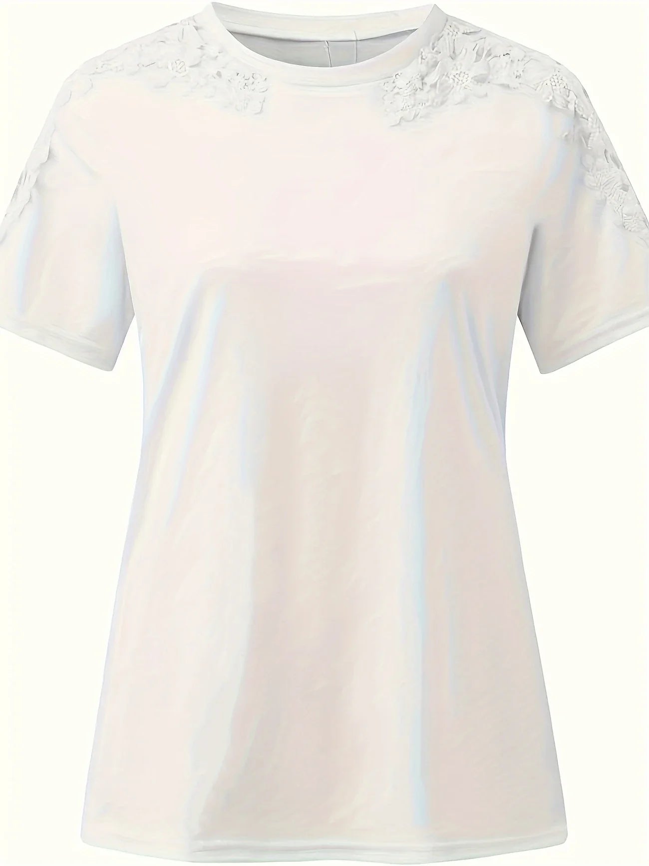 Ancuta - Elegant Summer Short Sleeve T Shirt With Lace
