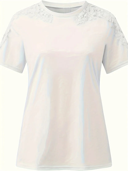 Ancuta - Elegant Summer Short Sleeve T Shirt With Lace