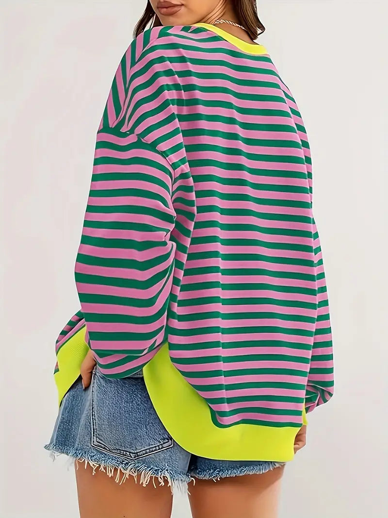 Nirina - Long Sleeve Striped Print Shirt