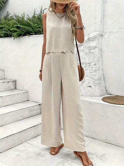 Raya- Stylish Sleeveless Two Piece Set