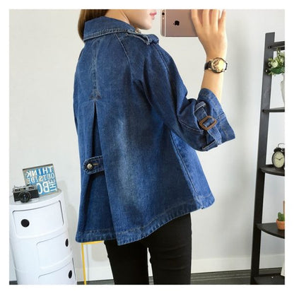 Sezina - Stylish Denim Cape Coat