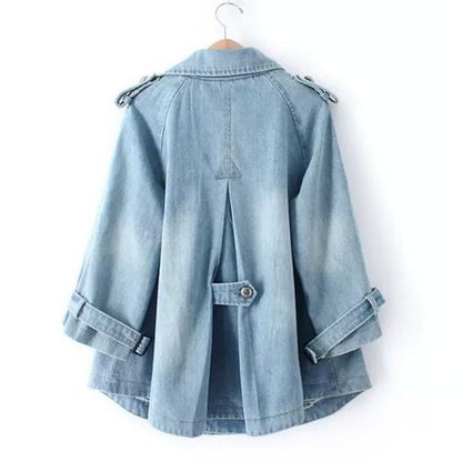 Sezina - Stylish Denim Cape Coat