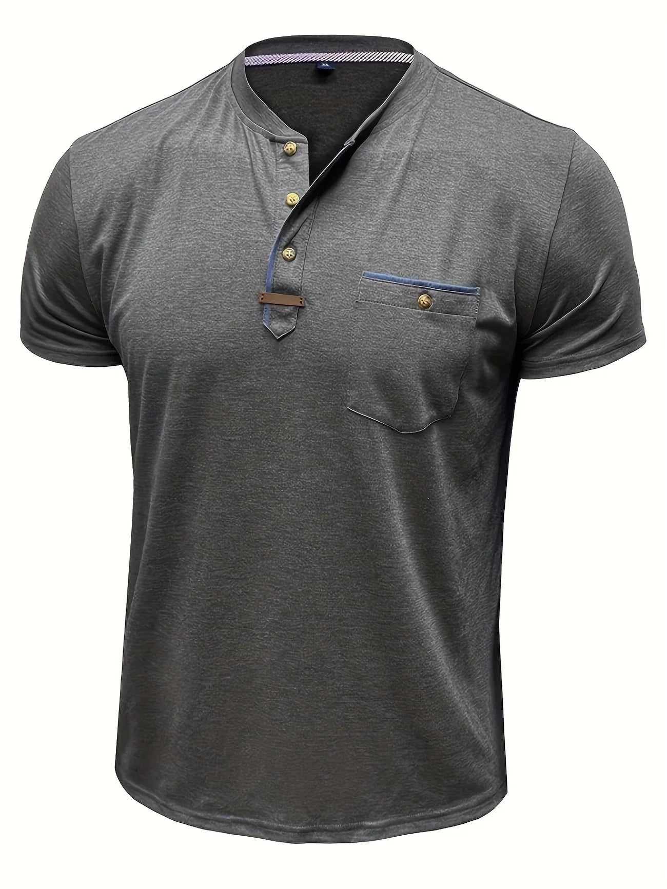 Saxon - Elegant Round Neck T Shirt With Pocket
