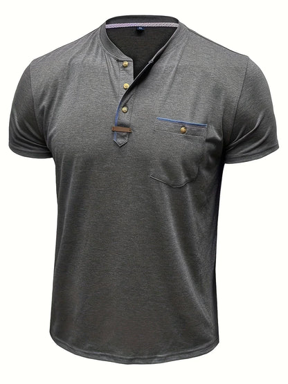 Saxon - Elegant Round Neck T Shirt With Pocket
