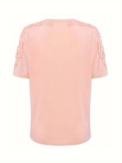 Ancuta - Elegant Summer Short Sleeve T Shirt With Lace