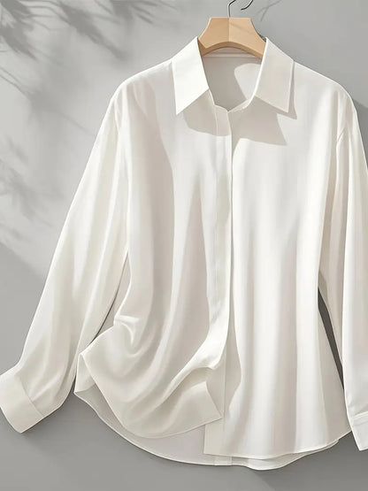 Amiliana - Elegant Long Sleeve Button Down Shirt