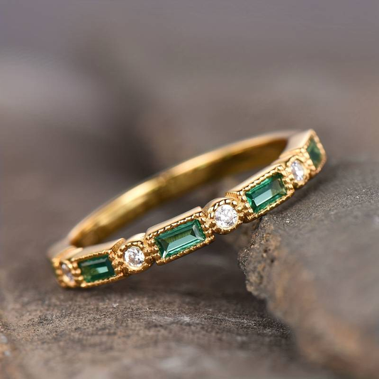 Alex - Green Insert Zirconia Gold Ring