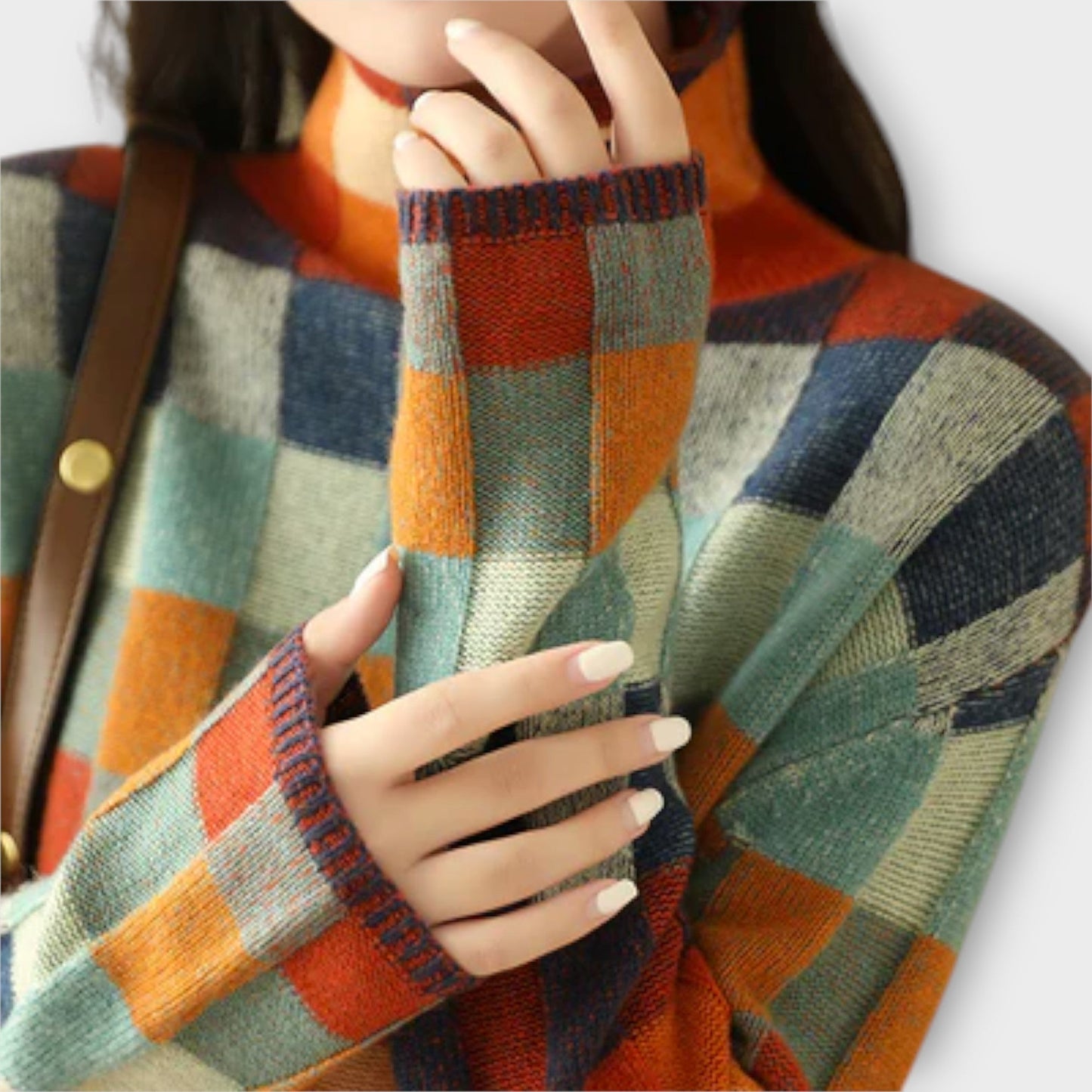 Erika - Colorful Patchwork Turtleneck