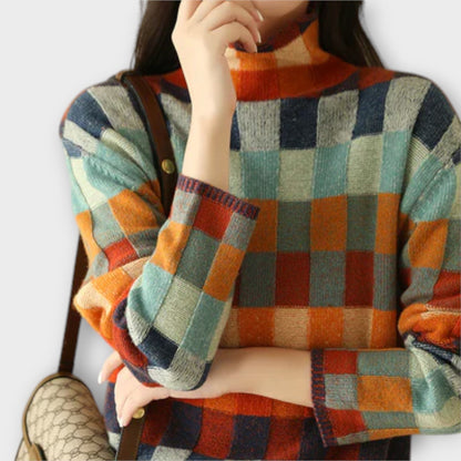 Erika - Colorful Patchwork Turtleneck