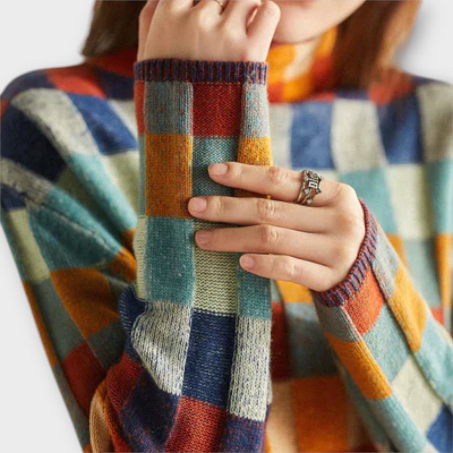 Erika - Colorful Patchwork Turtleneck