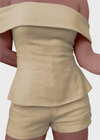 Shalita - Off Shoulder Linen Two Piece Set