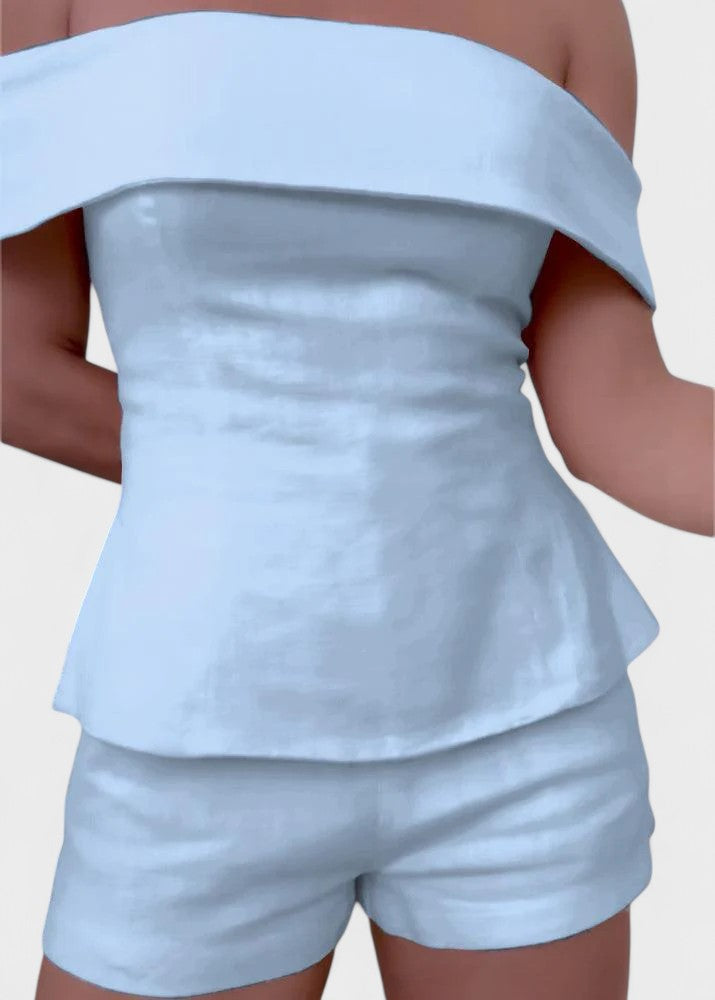 Shalita - Off Shoulder Linen Two Piece Set