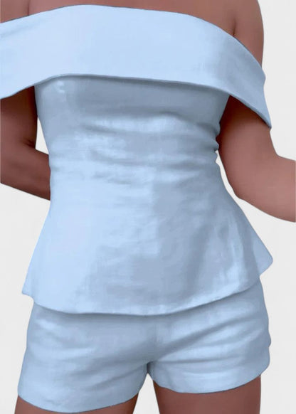 Shalita - Off Shoulder Linen Two Piece Set