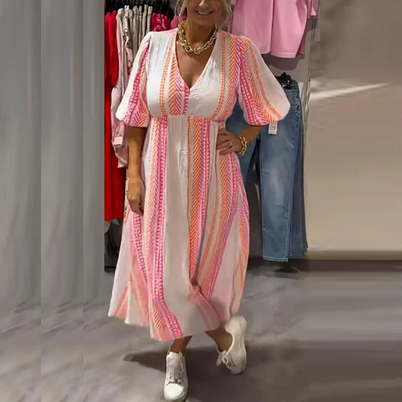 Annie - V-Neck Linen Summer Dress