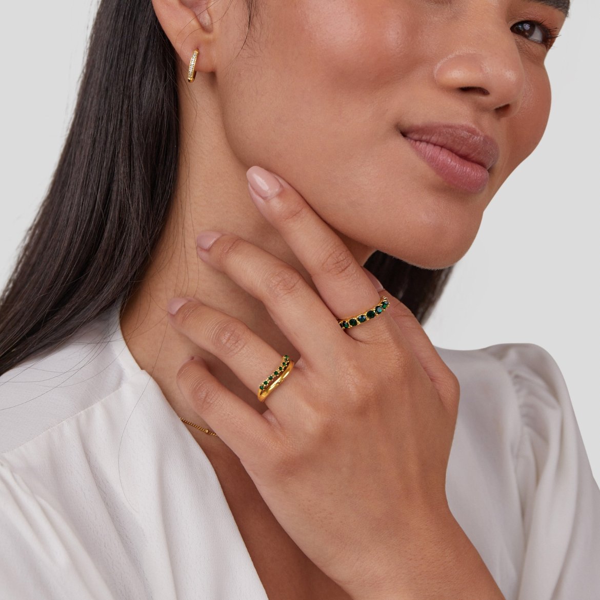 Mary - Emerald Green Layered Ring