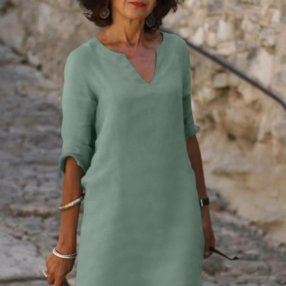 Adele - Comfortable V-Neck Dress