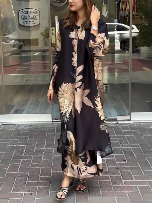 Quenira - Flowing Shirt Dress 2 Piece Set