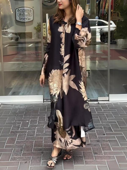 Quenira - Flowing Shirt Dress 2 Piece Set