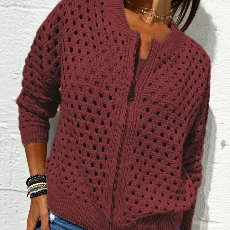 Raluca - Casual Knitted Jacket With Zipper