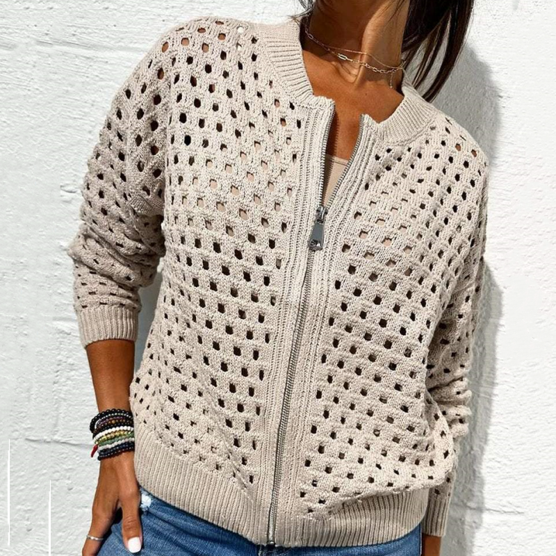 Raluca - Casual Knitted Jacket With Zipper