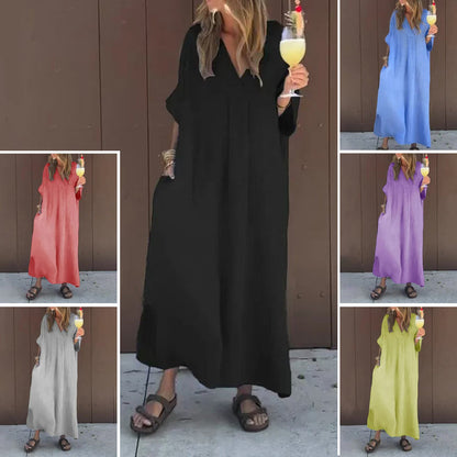 Arantxa - Elegant V Neck Maxi Dress