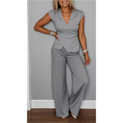 Angeliki - Elegant V-Neck Two Piece Set